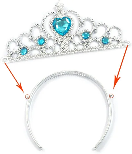 Vista 3 de Kuzhi Juego de tiara y varita de princesa Elsa Crown - Joya de corazón plateado, L