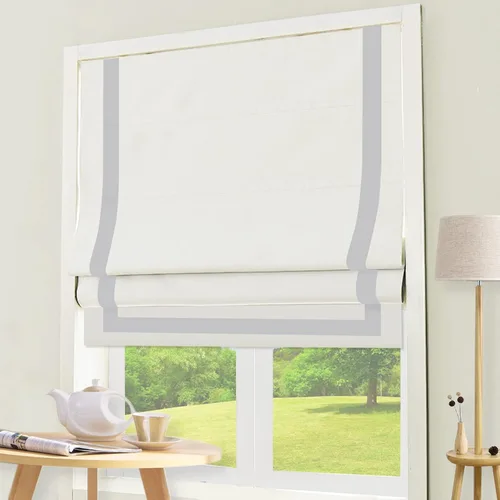 Vista 8 de DEJAVU Persianas romanas de bambú inalámbricas, opacas con filtro de luz para ventanas de interior, persianas tejidas naturales con cenefa