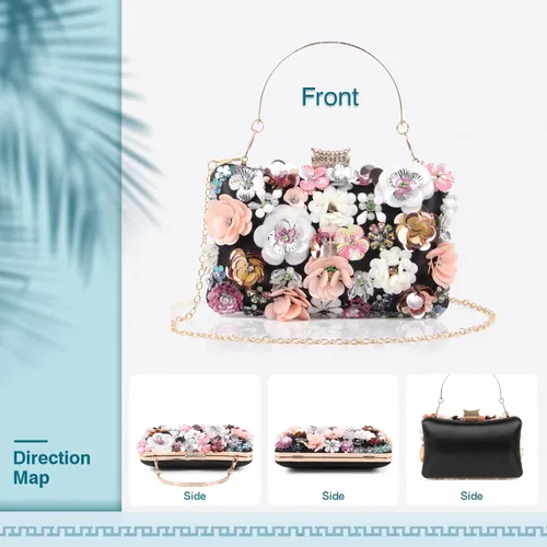 Vista 4 de Bolso de hombro con correa de cadena para mujer Negro