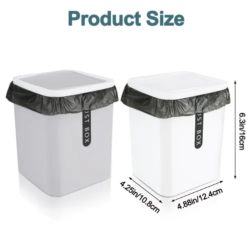 Vista 2 de 2 mini basureros con tapa, mini papelera de plástico con 5 rollos de bolsas de basura, pequeño cubo de basura de escritorio para cocina, baño