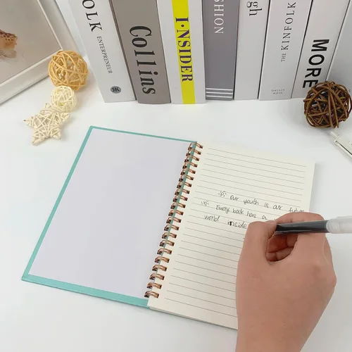 Vista 5 de Paquete de 2 cuadernos de tapa dura con renglones universitarios en espiral, bloc de notas y cuaderno de bocetos para estudiantes, oficina y diario