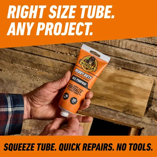 Vista 2 de Gorilla Adhesivo de construcción resistente, pegamento blanco, tubo de compresión de 7 onzas (paquete de 2) - Relleno de huecos e impermeable