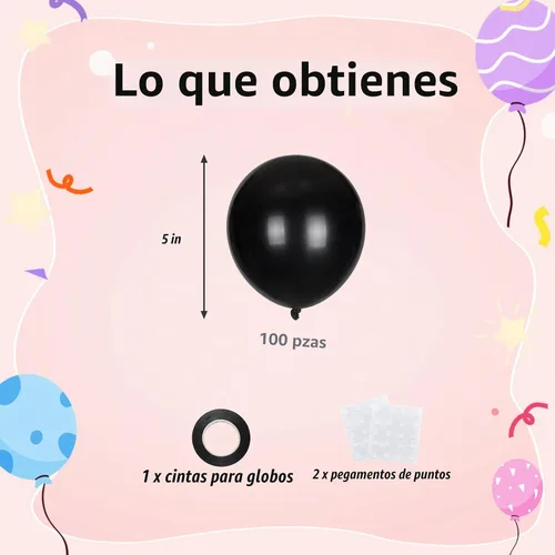 Vista 2 de 100 globos negros pequeños de 5 pulgadas