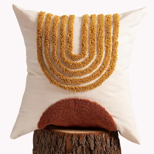Vista 18 de lifein Fundas de almohada de 18 x 18 pulgadas, fundas de almohada copetudas de jacquard bohemio, fundas de almohada decorativas para casa de campo