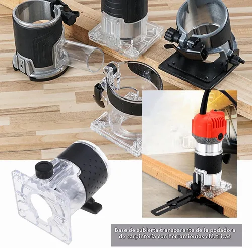 Vista 2 de 2 piezas de base de enrutador de recortadora de carpintería para 2.559 in de diámetro interior compatible con router Makita transparente cubierta