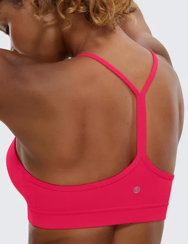 Vista 3 de CRZ YOGA Butterluxe - Brasier deportivo con espalda en Y para mujer, con espalda cruzada, de bajo impacto, tirantes delgados, para entrenamiento