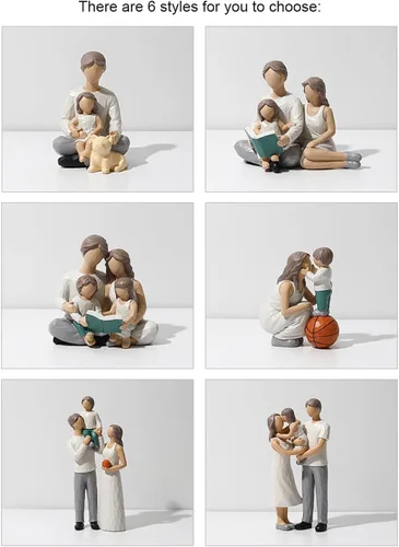 Vista 3 de Figuras Familiares Decorativas de Resina Estatua de Madre e Hijo Regalos para Decoración del Hogar - Cumpleaños, Acción de Gracias, Navidad, Día
