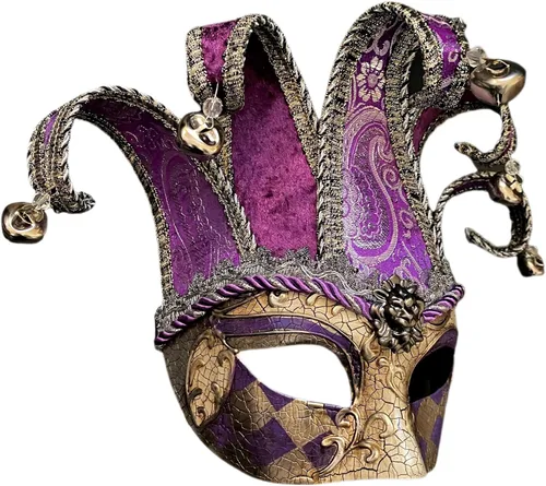 Vista 9 de Máscara unisex para hombre, Mardi Gras, vintage, arlequines, mascarada, Jolly Jester, cosplay, baile, cumpleaños, carnaval