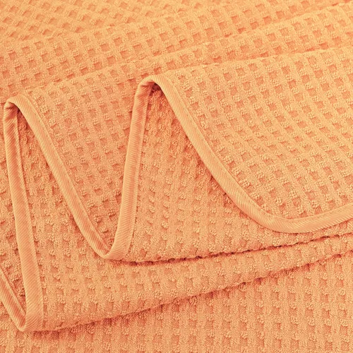 Vista 3 de POLYTE Toalla de baño de microfibra de gran tamaño de secado rápido sin pelusas, 60 x 30 pulgadas, juego de 2 (naranja, tejido de gofre)