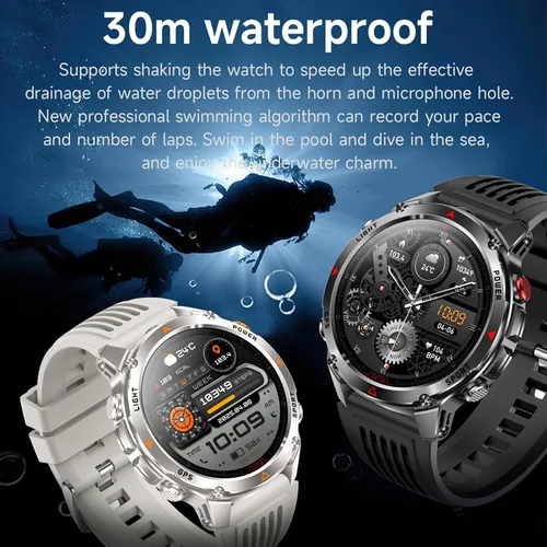 Vista 9 de Reloj inteligente impermeable para exteriores con pantalla de 1.46 pulgadas, GPS, linterna LED, brújula, batería de 540 mAh, más de 100 modos