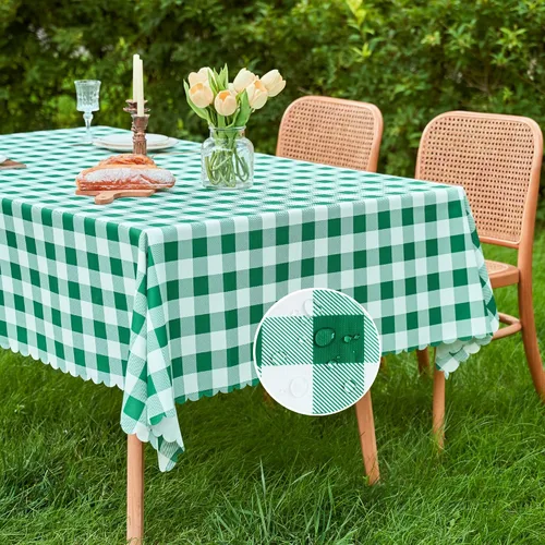 Vista 39 de MANGATA CASA Mantel de cuadros rosa para mesas cuadradas, mantel a cuadros, impermeable, para cocina y mesa, mantel de poliéster a cuadros sin Rosa