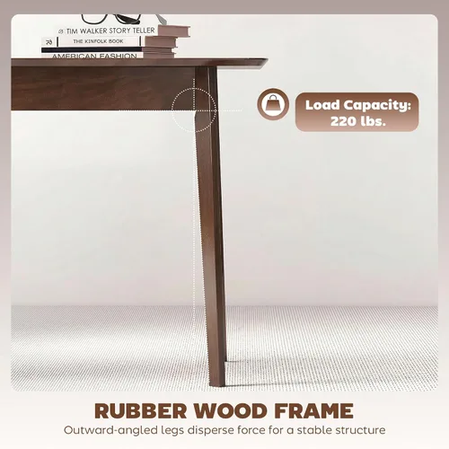 Vista 7 de HOMCOM Mesa de comedor moderna de mediados de siglo de 47 pulgadas para 4, mesa de cocina rectangular con acabado de grano de madera, patas cónicas