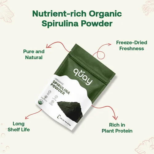 Vista 3 de Polvo de espirulina orgánica de 8 onzas, sin OMG, sin gluten, vegano, proteína a base de plantas, rica en hierro, espirulina en polvo para batidos