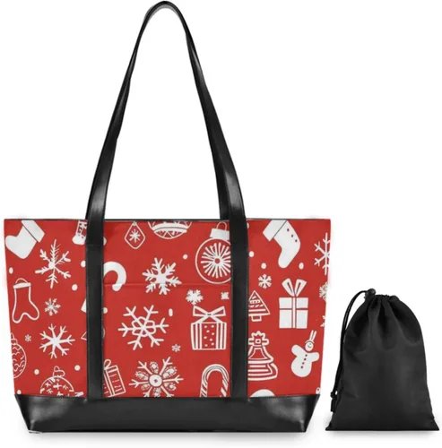 Vista 2 de Merry Christmas Icon Red Large Capacity laptop purse for women 14 with zipper large work bags for women for mom with diaper estuche para laptop 14