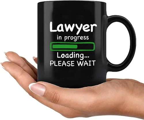 Vista 8 de Panvola Lawyer in Progress Loading Law - Regalos de graduación para futuros abogados y abogados, taza de cerámica de 11 onzas, color negro