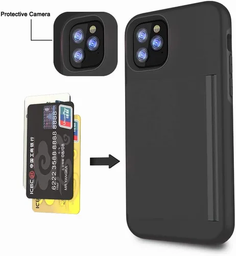 Vista 3 de Funda para iPhone 12 Mini con tarjetero, ranura para tarjeta de crédito Funda protectora tipo cartera - Negro