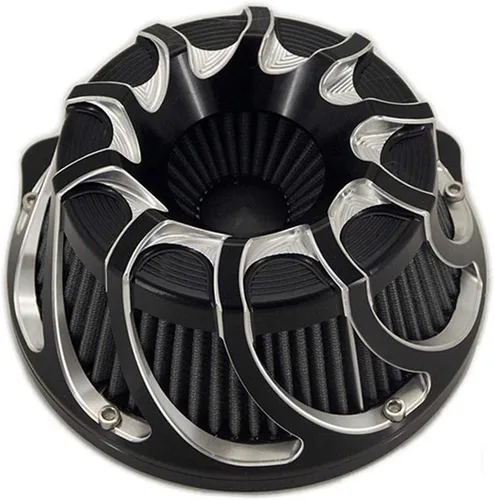 Vista 4 de Limpiador de motocicleta Harley Filtro de aire CNC corte admisión cromo negro kit para Sportster XL 883 XL 1200 2007-2018 (cromo y negro, ajuste - A)