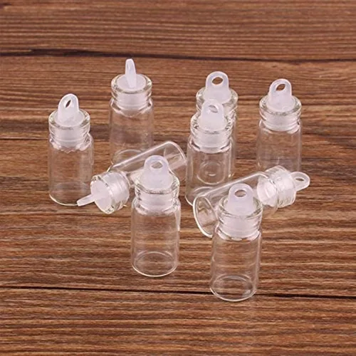 Vista 3 de 100 botellas pequeñas de vidrio de 0.0 fl oz con tapón de plástico de 65.6 ft cordeles transparentes pequeños frascos de vidrio pequeños frascos