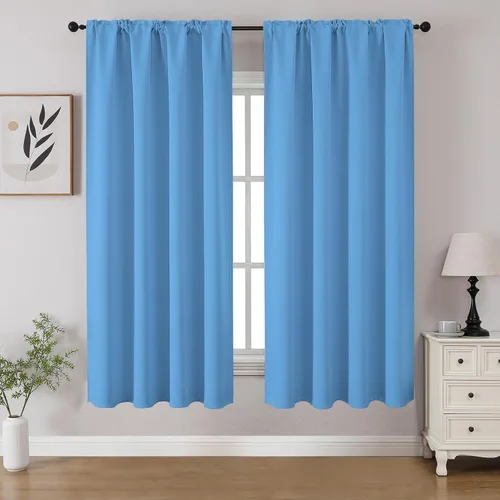 Vista 28 de CUCRAF - Cortinas opacas beige de 45 pulgadas, juego de 2 paneles con bolsillo para barra, cortinas para oscurecer dormitorios y sala de estar