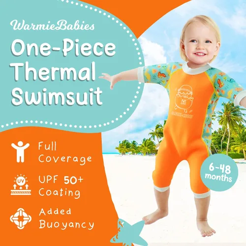 Vista 2 de Cheekaaboo Warmiebabes - Traje de baño térmico para bebés y niños pequeños, hecho con neopreno UPF50+, trajes de baño ajustados para niños