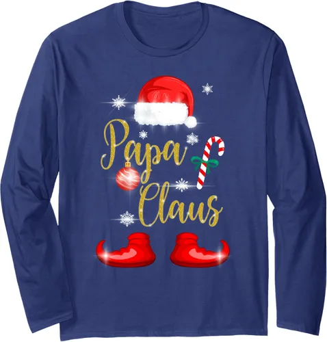 Vista 4 de Camiseta de manga larga con diseño de Papá Noel para papá y papá, Negro, S