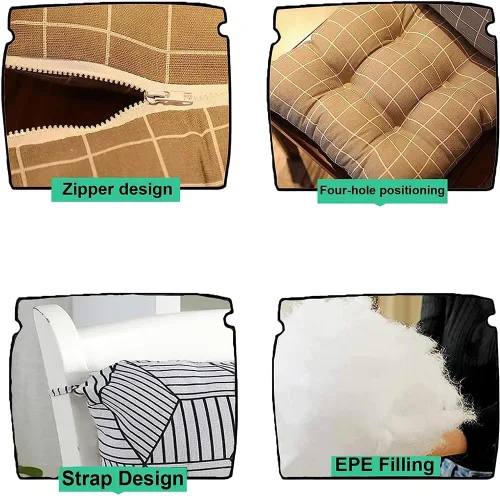 Vista 5 de Cojín para silla de respaldo alto, cojines y cojines de silla de alta calidad, cojín de respaldo y asiento con lazos para patio, jardín, oficina