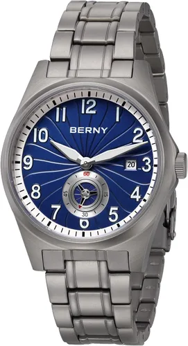 Vista 13 de BERNY Reloj automático de titanio para hombre, relojes de pulsera clásicos de titanio completo
