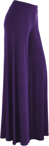 Vista 33 de Made By Johnny Pantalones palazzo elásticos de pierna ancha para mujer, lisos, casuales, cómodos
