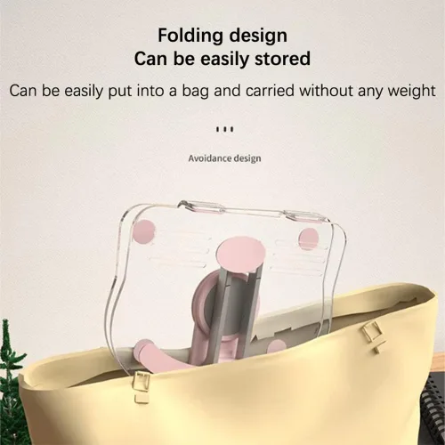 Vista 3 de XIHAMA Soporte acrílico para tableta con base giratoria de 360°, soporte plegable ajustable transparente para iPad de escritorio para iPad/Pro/Air