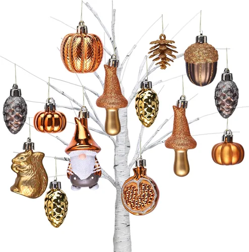 Vista 10 de Valery Madelyn 24ct Fall Ornaments Tree Decorations Shatterproof Home Decor Orange Green