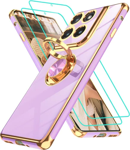 Vista 343 de Funda para Motorola Moto G 5G 2024: Funda Moto G Play 5G 2024 con 2 piezas de protectores de pantalla, soporte de anillo de rotación de 360°