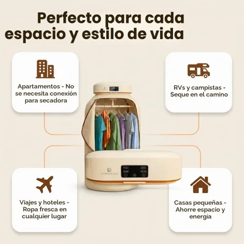 Vista 6 de Secadora de ropa portátil para lavandería - Secadora premium para apartamentos, RV, viajes - Secadora compacta, plegable con temporizador