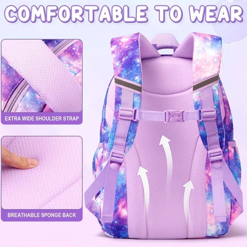 Vista 4 de Fimibuke Mochila infantil para niñas escolares, mochila impermeable con A1. Rosa diamante