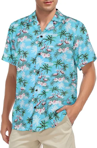 Vista 3 de American Trends Camisa hawaiana para hombre, camisas casuales de playa con botones, camisas tropicales de manga corta para hombre
