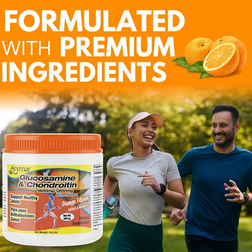 Vista 2 de Arymar Glucosamina Chandroitin Powder (1500 mg/1200 mg) - Suplemento de apoyo a la salud de las articulaciones - Ayuda a mantener la movilidad