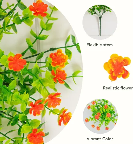 Vista 6 de Nearly Natural Mini rosa artificial resistente a los rayos UV de 13 pulgadas (interior/exterior) - Juego de 12 Naranja