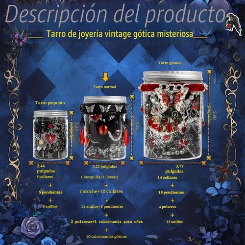 Vista 2 de SMUOBT Gothic Mystery Jewelry Jar, Random Goth Jewelry Set for Women Negro rojo