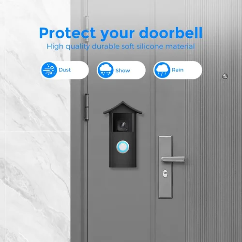 Vista 6 de Funda de anillo de silicona compatible con timbre de batería (versión 2024), funda de protección UV y deslumbrante