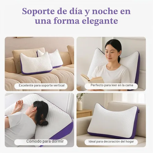 Vista 4 de HOMELAB Almohada curvada de espuma viscoelástica triturada ajustable, tamaño Queen de 29 x 19 pulgadas, diseño de media luna de gran
