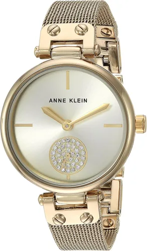 Vista 9 de Anne Klein Reloj de pulsera de malla acentuada con cristal prémium para mujer