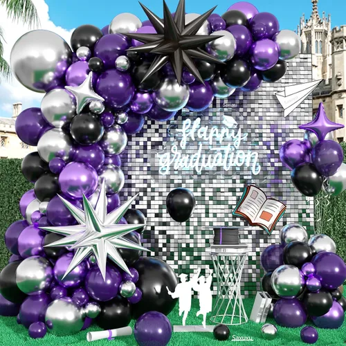 Vista 15 de Kit de arco de globos rosa y negro, kit de arco de guirnalda de globos negros y rosados, globos de látex de corazón macarrón, globo de confeti