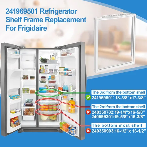 Vista 2 de Marco de Estante Mejorado 241969501 sin Vidrio Compatible con Refrigerador Piezas de Repuesto de Estante Frigidaire Repuesto de Estante Frigidaire