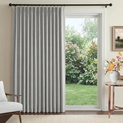 Vista 33 de 100% Blackout Shield Cortinas opacas con textura y aspecto de lino de 72 pulgadas de largo, juego de 2 paneles de cortinas opacas de lino sintético