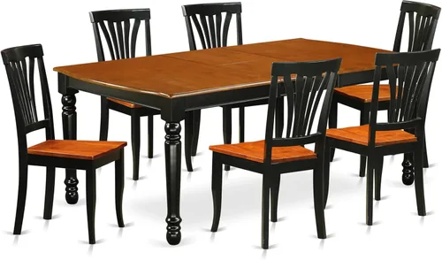 Vista 10 de East West Furniture DOAV9-BCH-LC - Juego de mesa de comedor de 9 piezas, incluye una mesa rectangular de madera con hoja de mariposa y 8 sillas