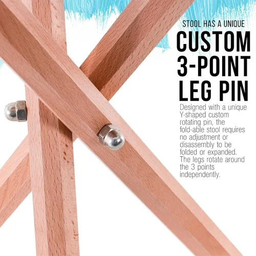 Vista 5 de US Art Supply - Taburete plegable portátil de tres patas para artistas de madera