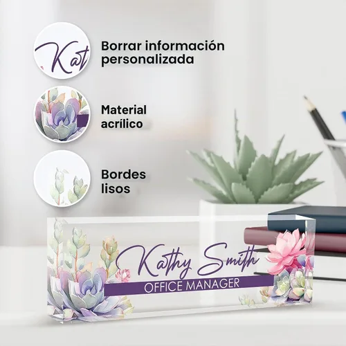 Vista 3 de Placa de nombre personalizada para escritorio, placa de nombre de escritorio personalizada, placa de nombre acrílica, accesorios de escritorio