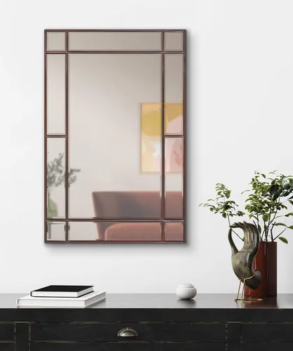 Vista 2 de Kate and Laurel Westgate - Espejo de pared de transición, 20 x 30 pulgadas, bronce, sofisticado espejo rectangular para decoración de pared