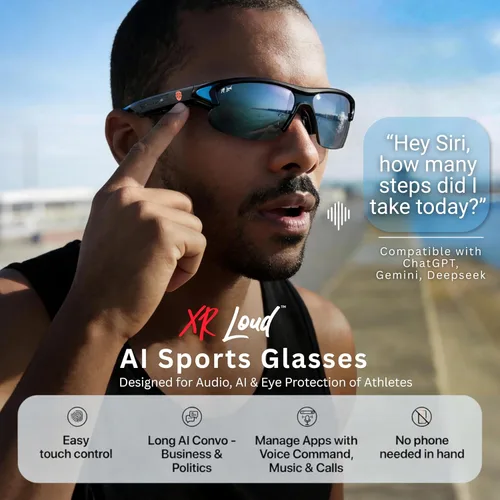 Vista 3 de Gafas de IA 2026 para ciclismo, multideporte, Bluetooth, gafas inteligentes ChatGPT-Claude-Gem 200 idiomas, negocio/creador 99% de precisión IPX4