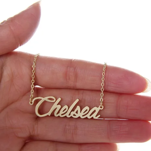 Vista 2 de HUAN XUN - Collar con nombre personalizado en plata dorada