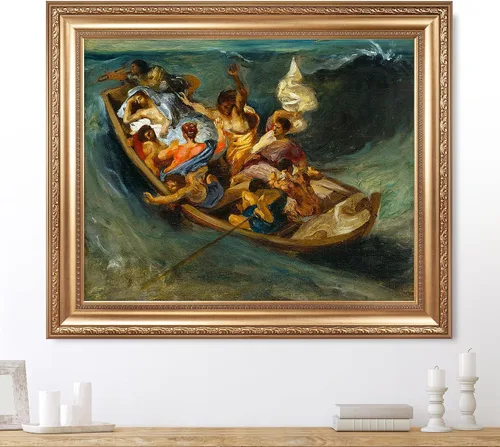 Vista 15 de Anunciación de Leonardo da Vinci Reproducciones de arte clásico, impresiones en lienzo giclée para decoración del hogar, 16 x 30 pulgadas